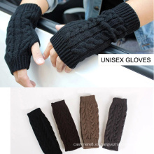 Guantes hechos punto sin dedos del cable sin dedos de la manopla del invierno de los hombres unisex (SF101)